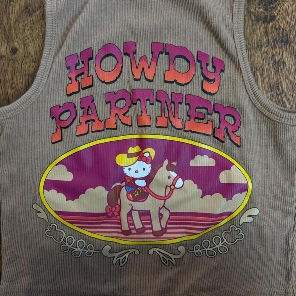 Hello Kitty brown cowboy tank top, Kawaii sanrio - Picture 2 of 7